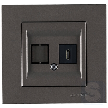 Розетка USB Type-C 5V-2.4A Arvia Electric KAREN Антрацит (20 06 2000 253)